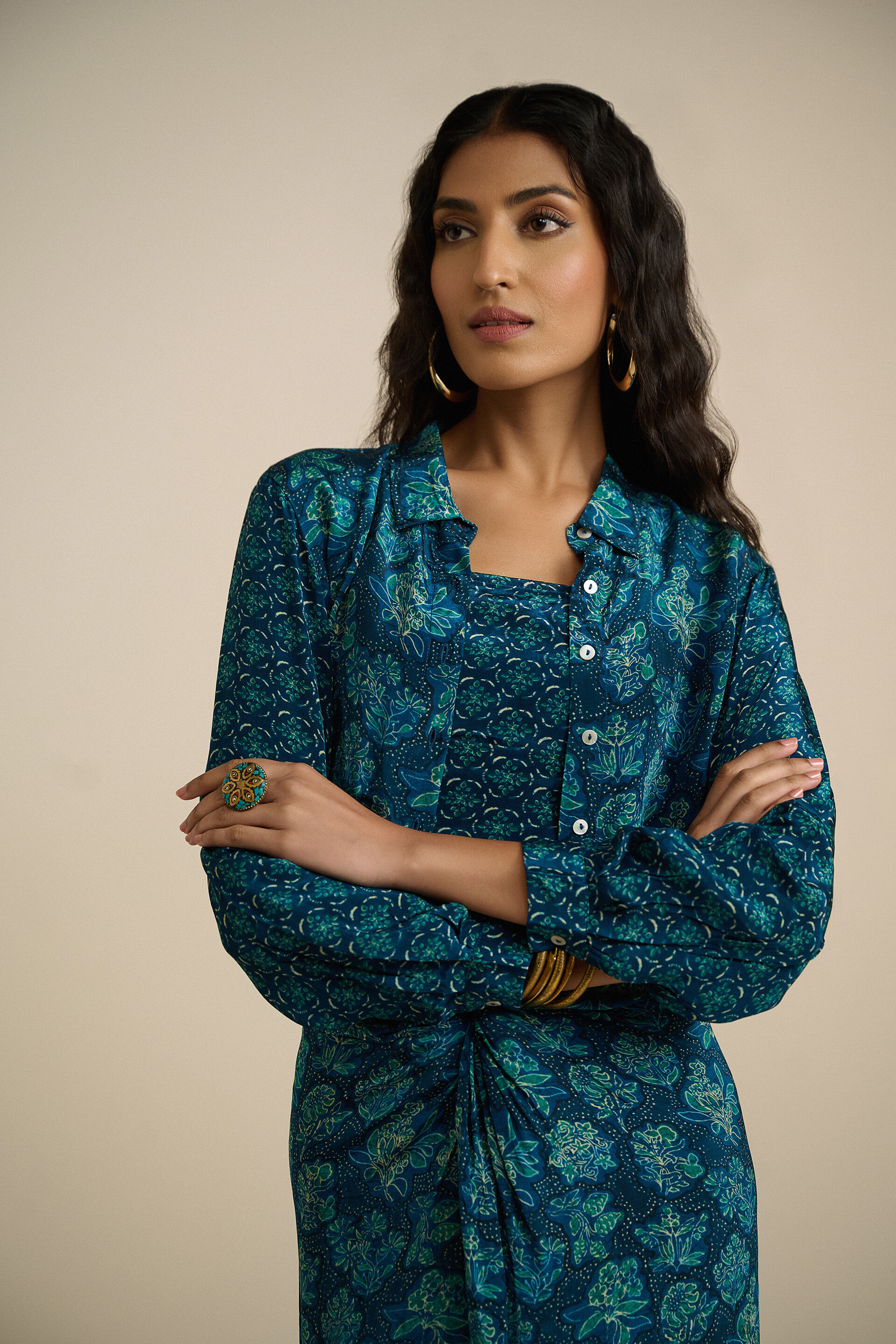 Meetha Ber Indigo Skirt Set, Indigo, image 3