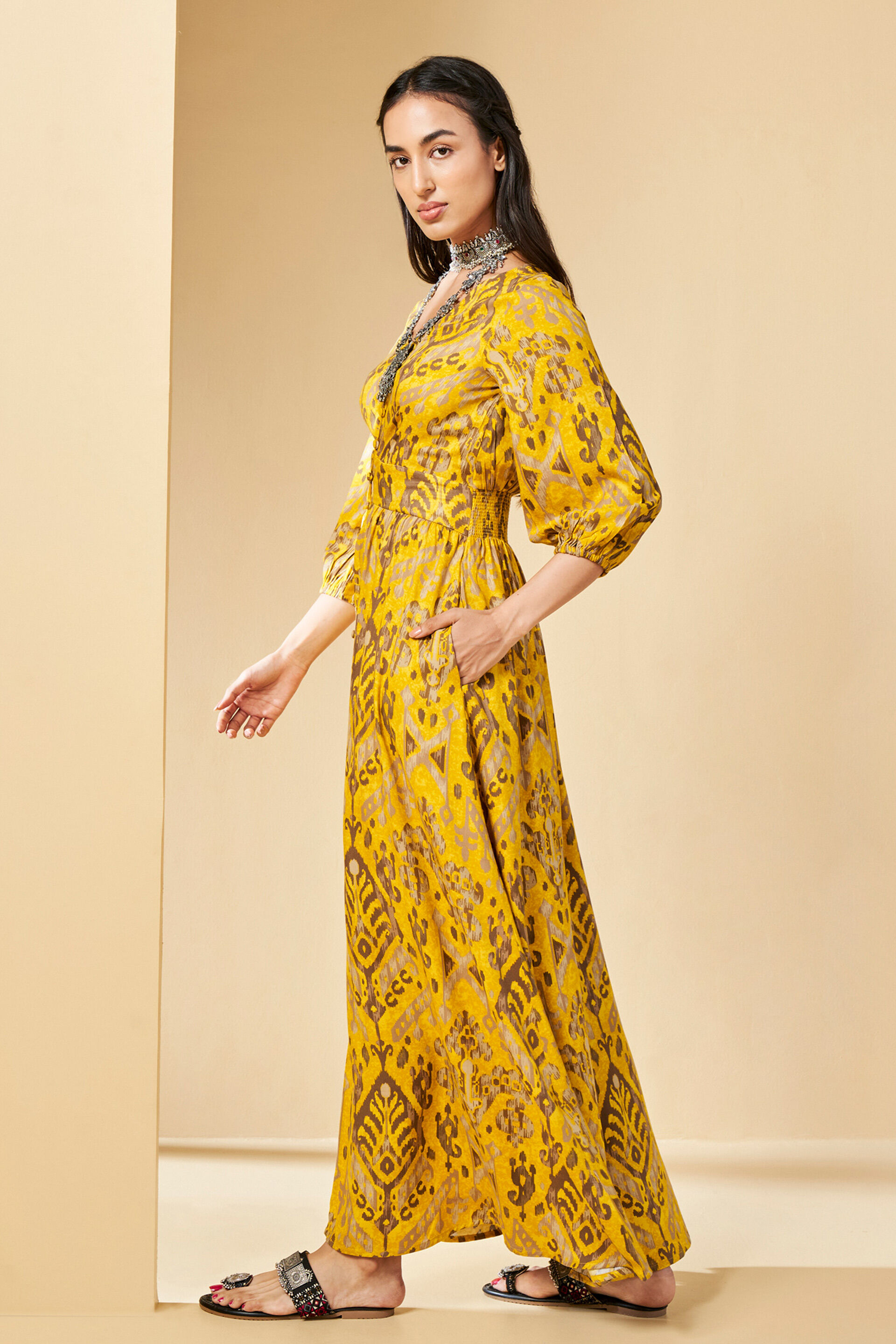 Flare It Up Maxi Dress, Mustard, image 3