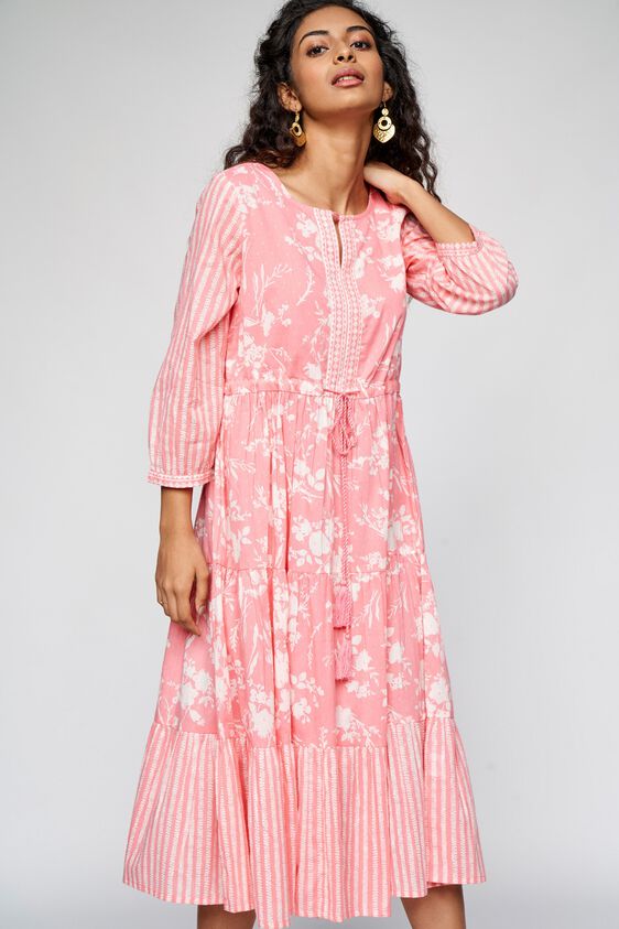 2 - Pink Floral Fit & Flare Dress, image 2