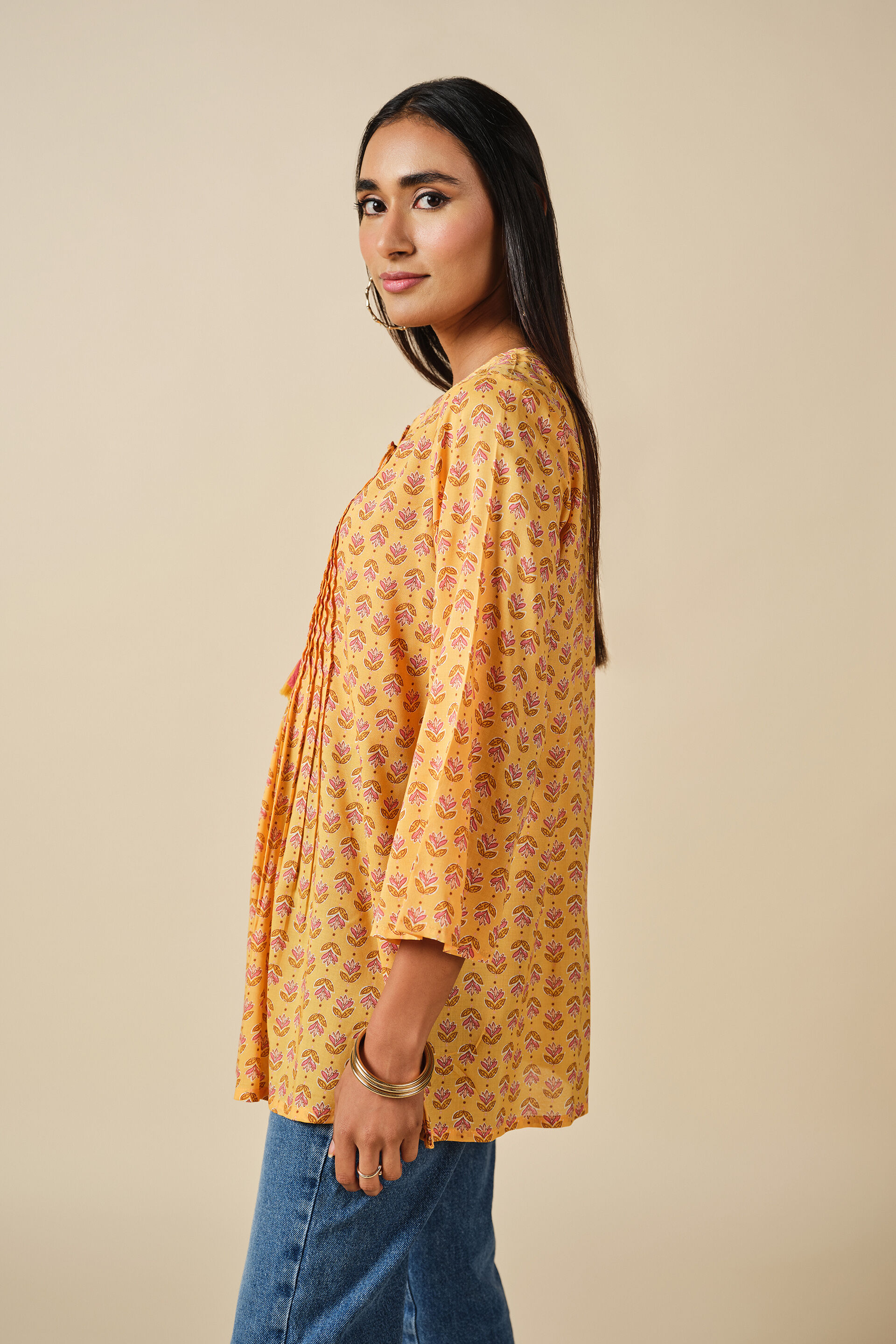 Sunehra Summer Top, Mustard, image 2