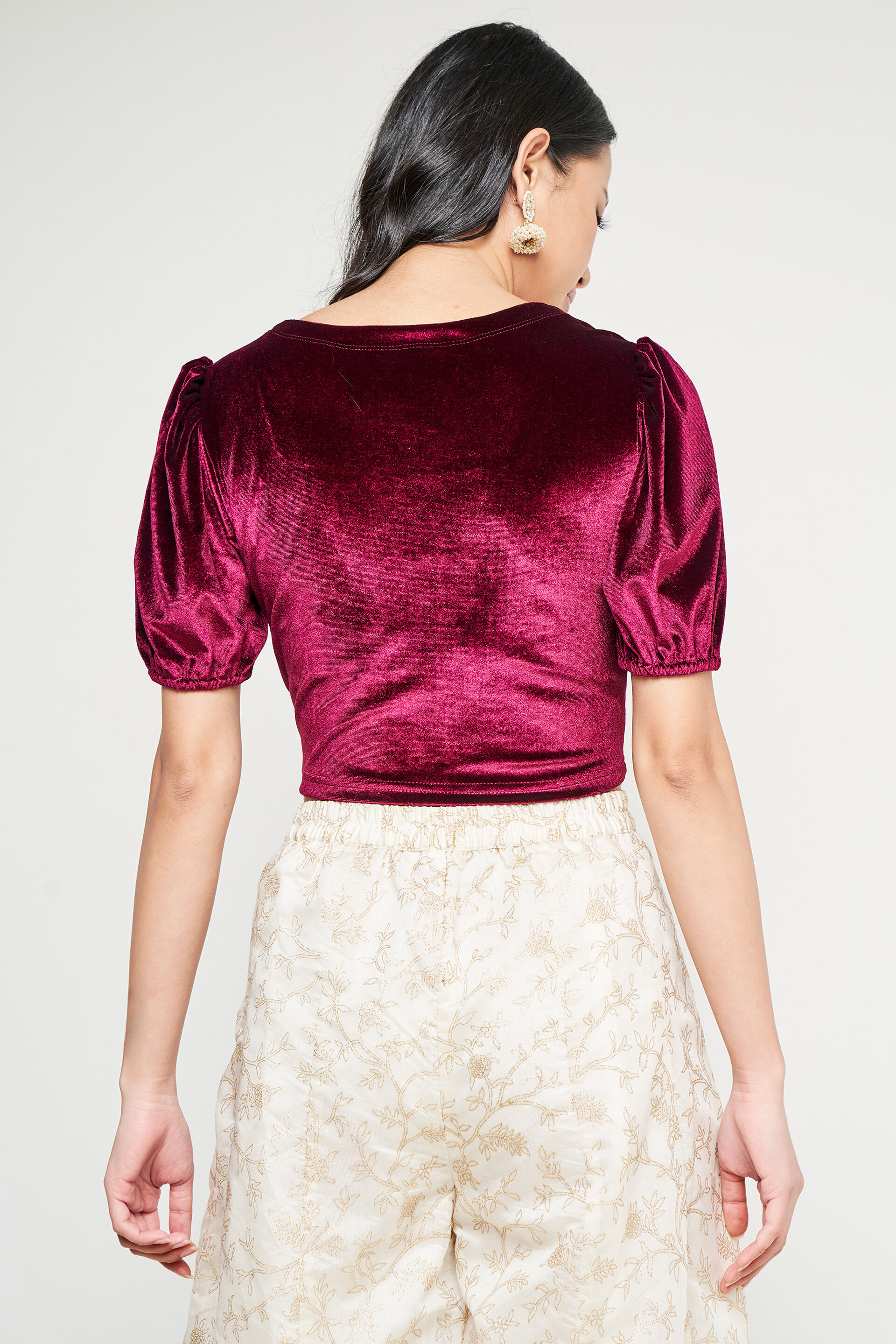 Maroon Solid Festive Top, Maroon, image 4