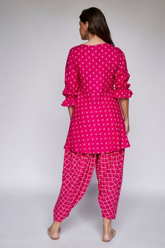 6 - Dark Pink Ethnic Motifs Peplum Suit Set, image 6