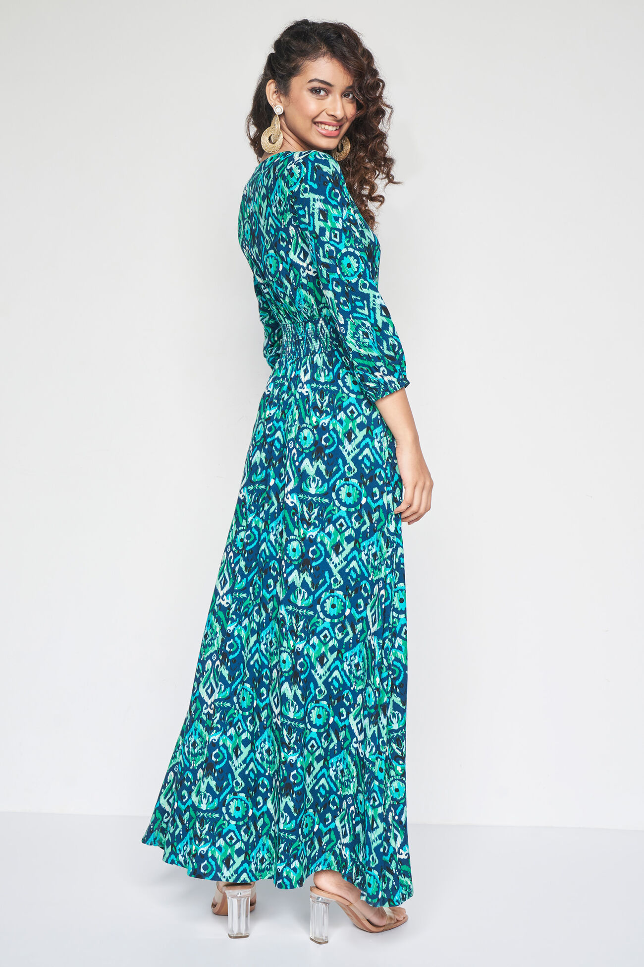 Boho Blues maxi dress, Teal, image 4
