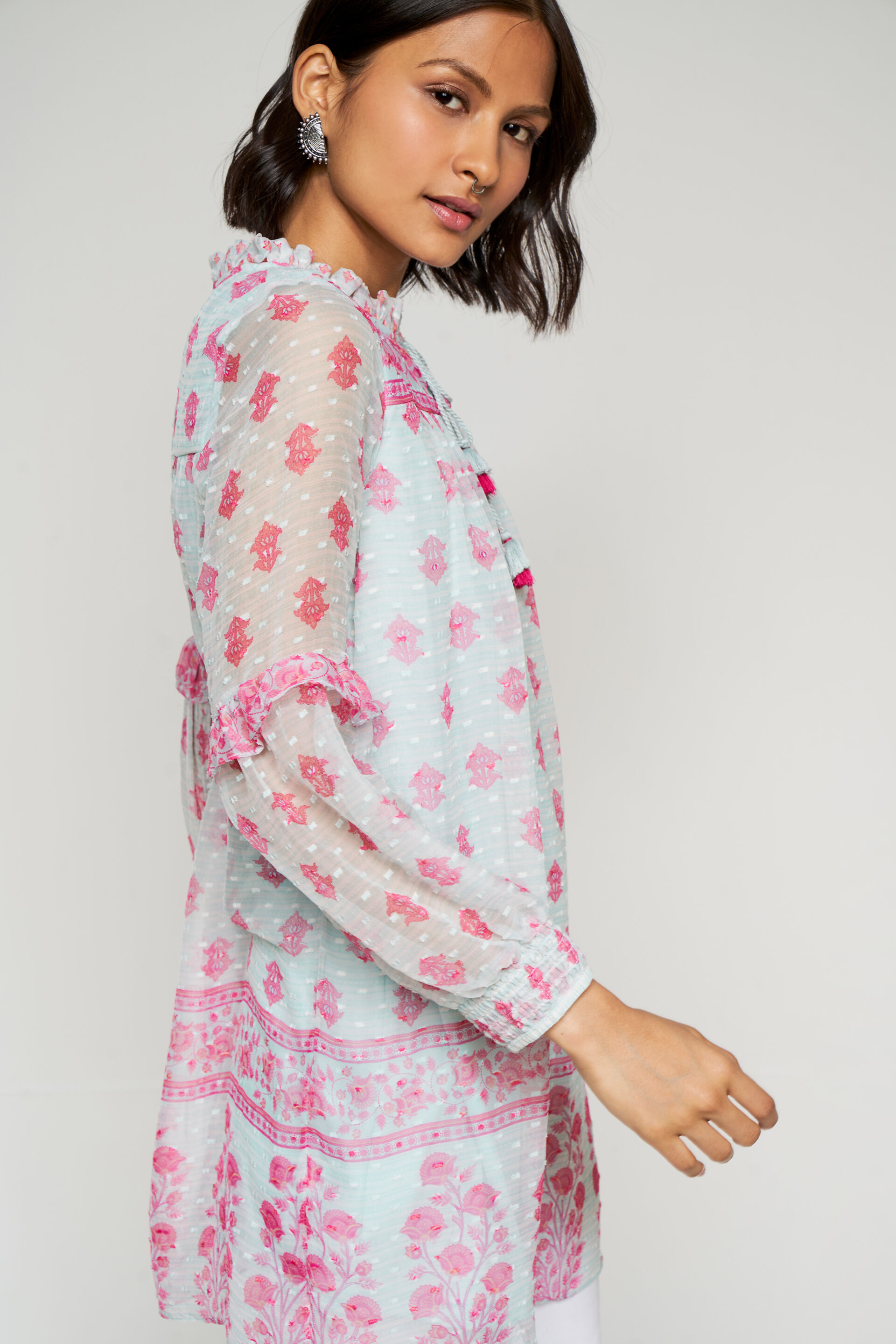Mint Floral A-Line Tunic, Mint, image 3