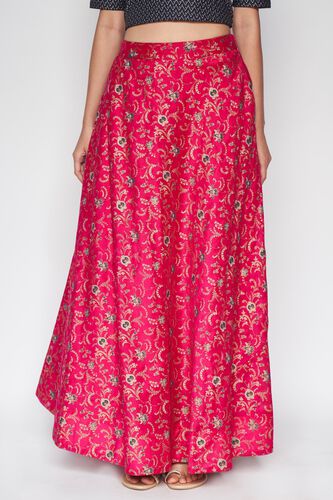 3 - Hot Pink Ethnic Motifs Flared Skirt, image 3