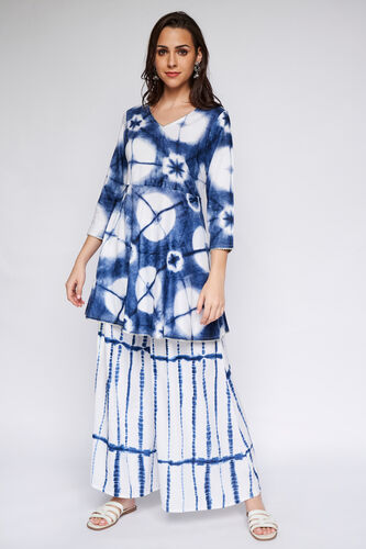 Indigo Tie & Dye Peplum Suit Set, Indigo, image 4