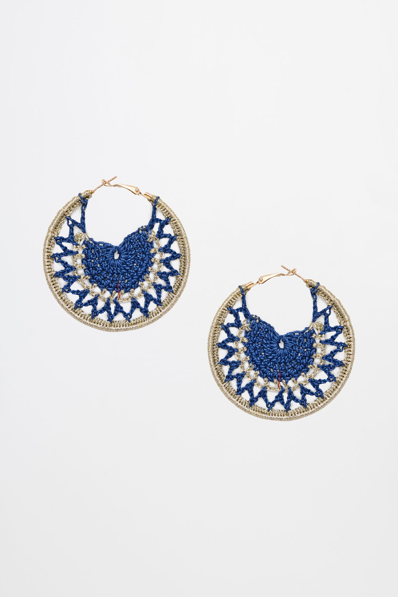 Blue Brass and Thread Earring, , image 1