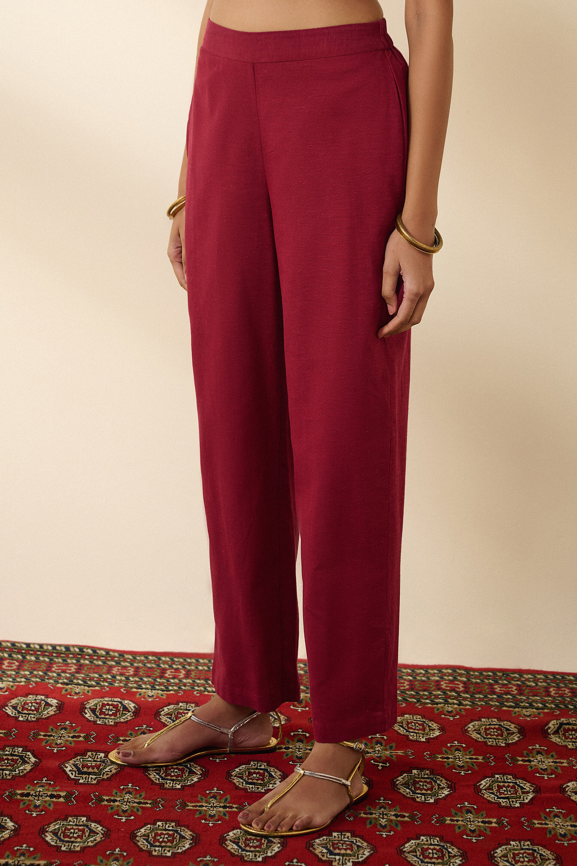 Straight Fit Wine Pants, Wine, image 2