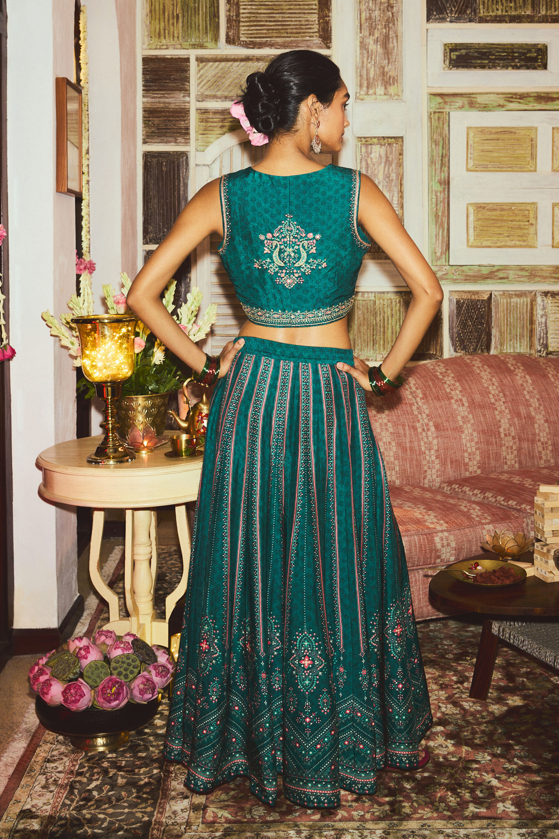 Mohini Green Skirt Set, Green, image 4