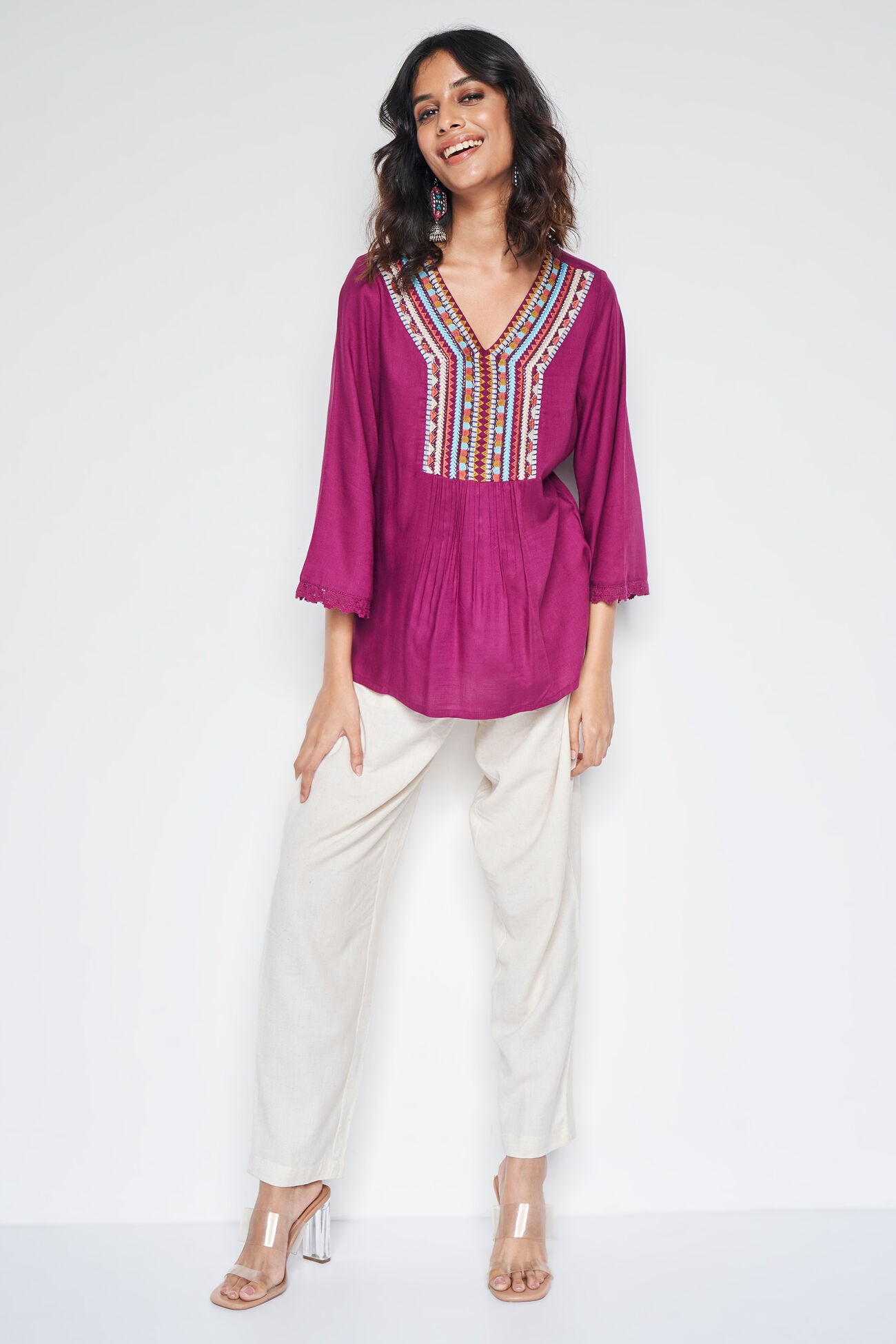 Buy our Wine Solid Straight Top online from globaldesi.in SC ...