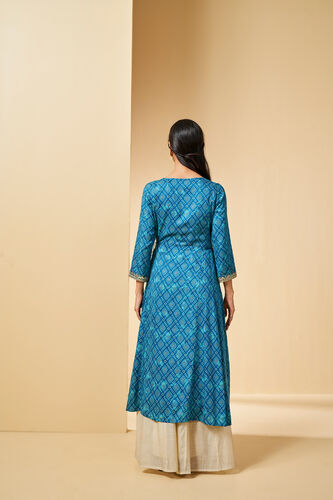 Bandhani Inspired Embroidered Kurta, Blue, image 5