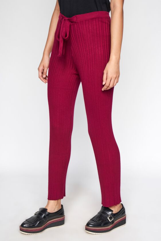 3 - Wine Solid Straight Pants, image 3