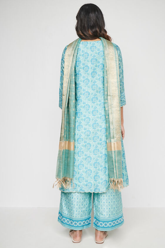 Aqua Floral Fit & Flare Suit, Aqua, image 4