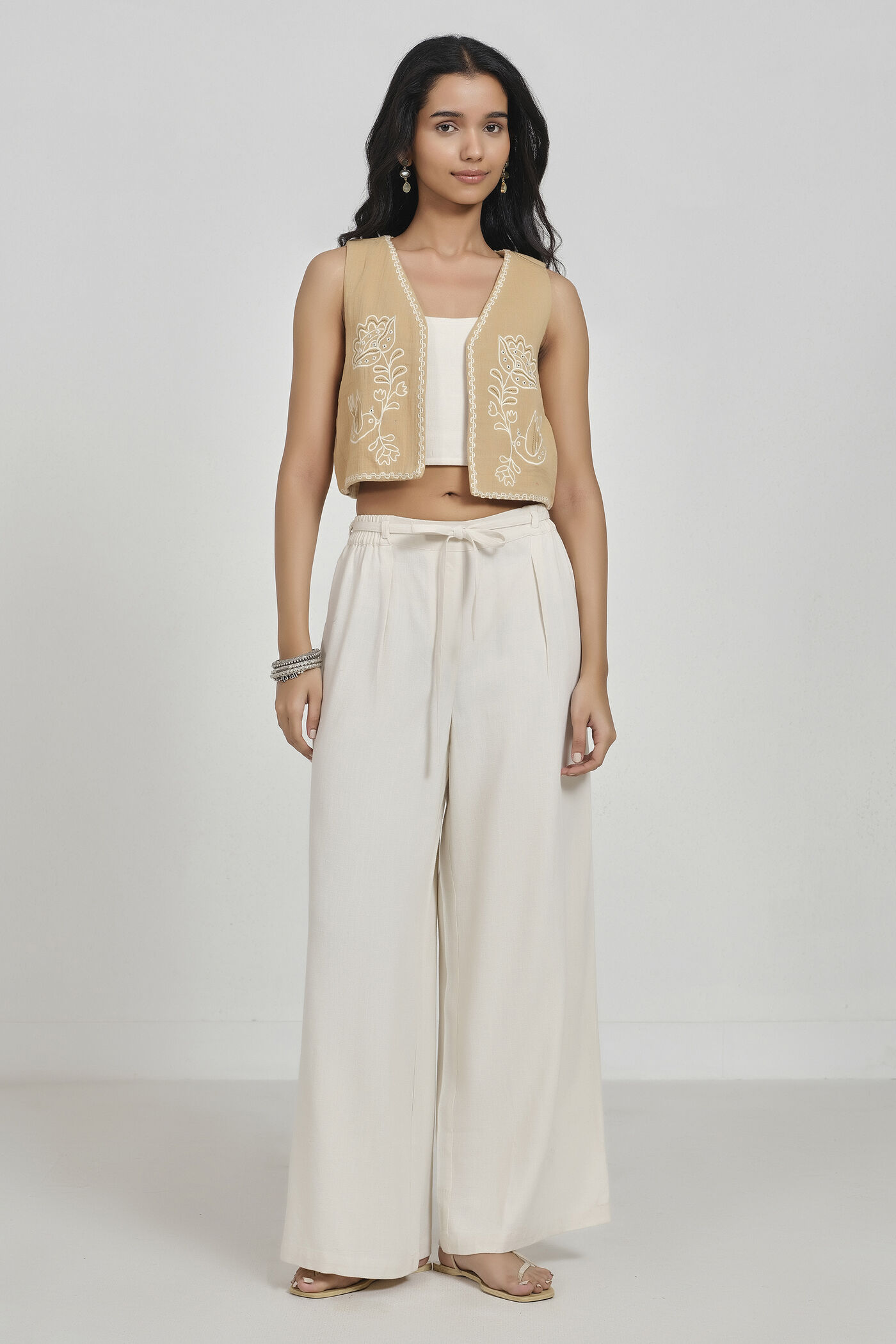 White Almond Embroidered Co-ord Set