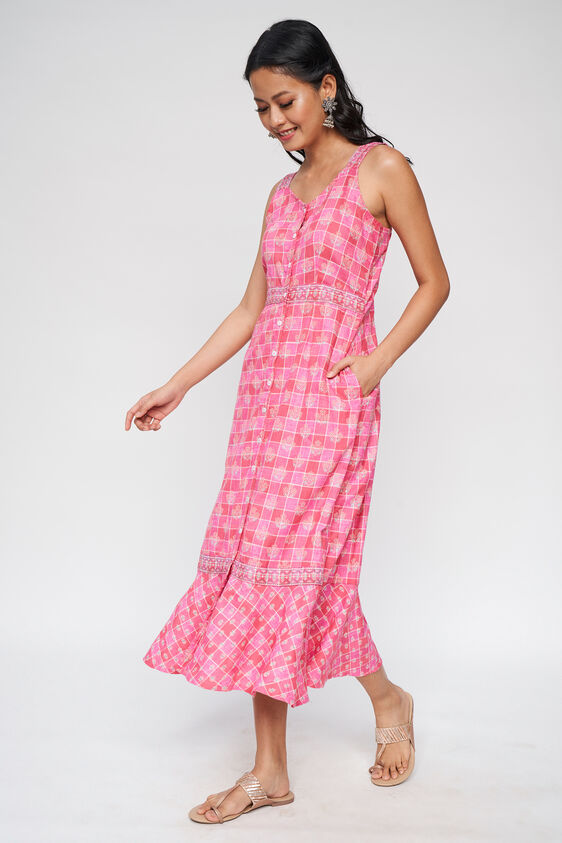 2 - Pink Floral Printed Trapeze Dress, image 2