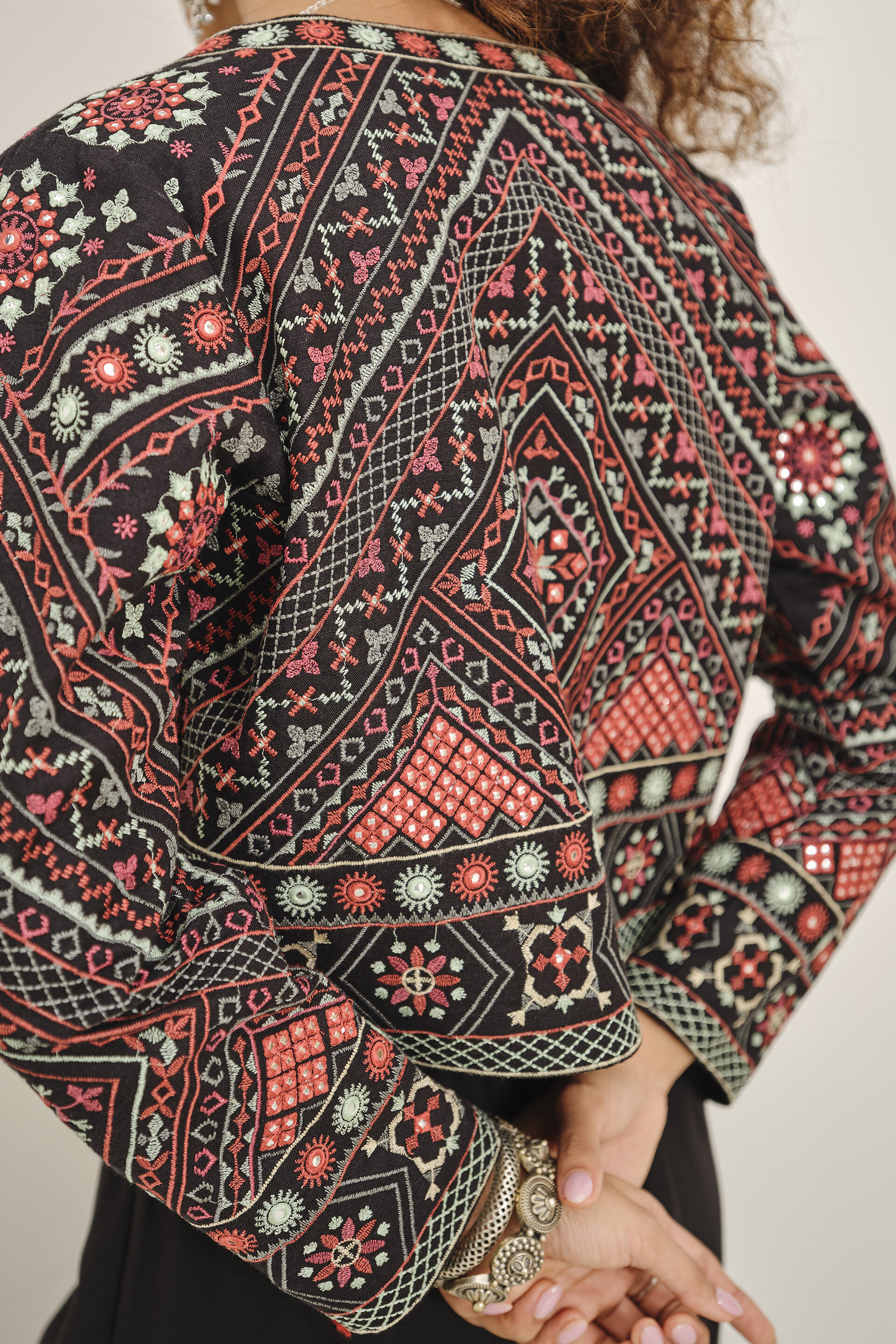 Embroidered Black Jacket, Black, image 4