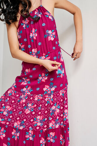 Wine Floral Flared Gown, Wine, image 6