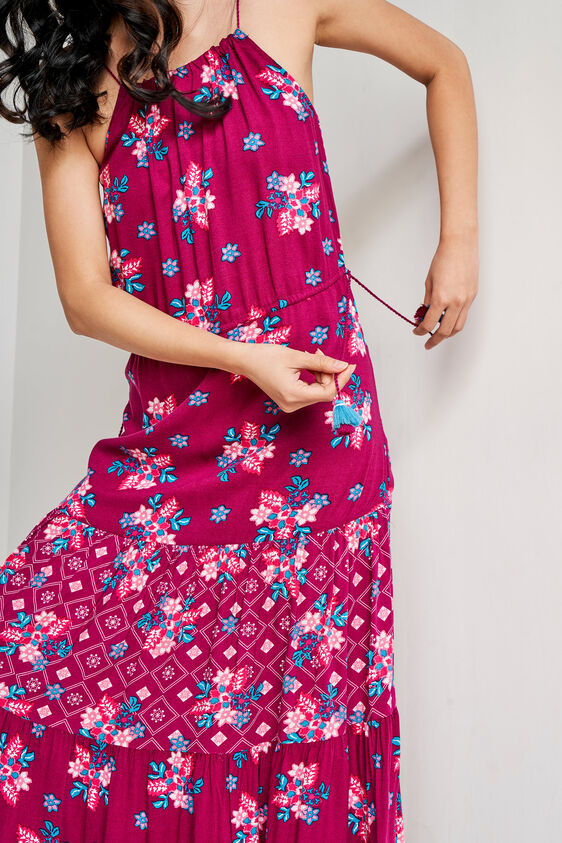 Wine Floral Flared Gown, Wine, image 6