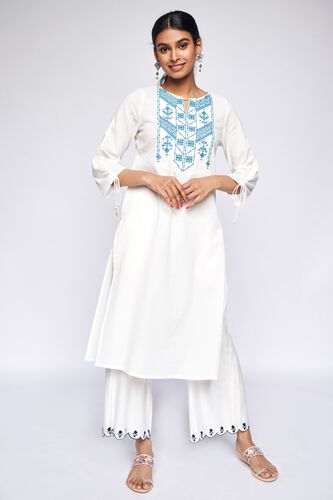 4 - White Solid Straight Kurta, image 1