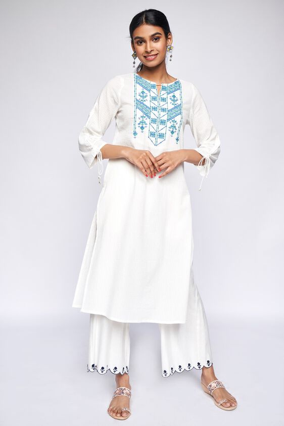 4 - White Solid Straight Kurta, image 1
