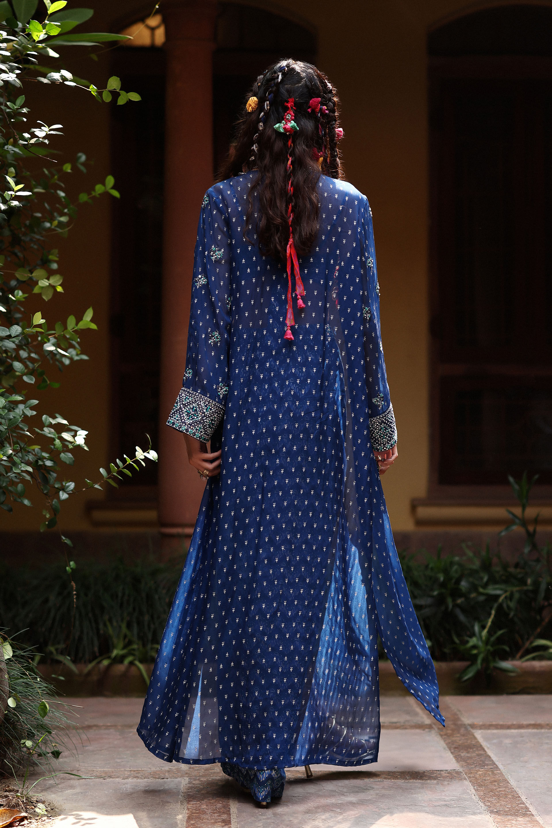 Neeli Leher Skirt Set, Blue, image 7