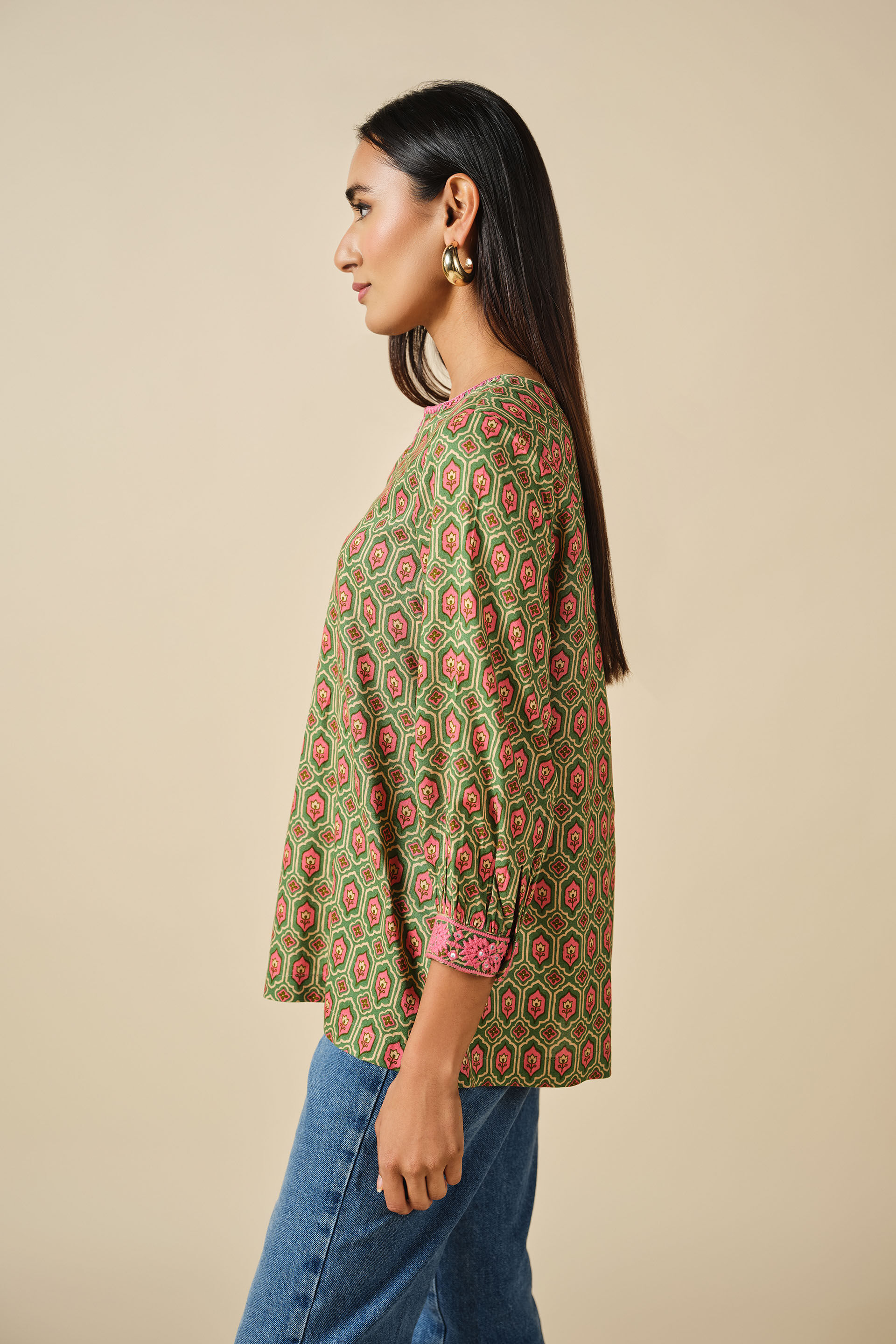 Gulnoor Top, Green, image 4