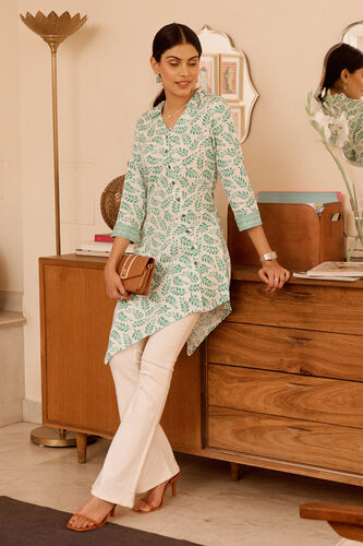 Mint Floral A-Line Tunic, Mint, image 1