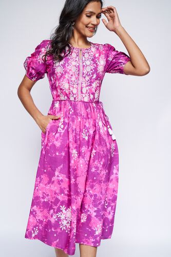 3 - Magenta Tie & Dye Fit & Flare Dress, image 3