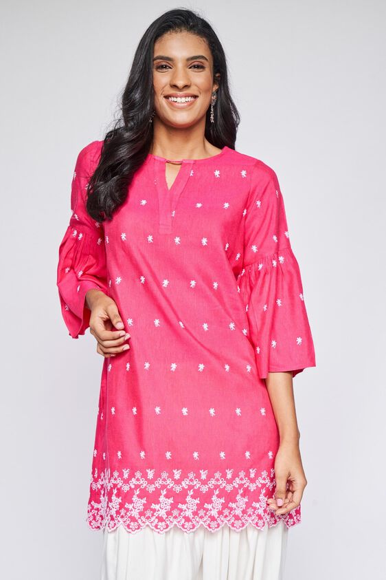 3 - Pink Solid Fit & Flare Tunic, image 3