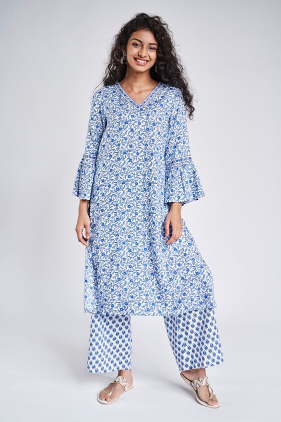 Buy Blue Floral Printed Kurta Online at Best Price at Global Desi-  SS21GM128KURY