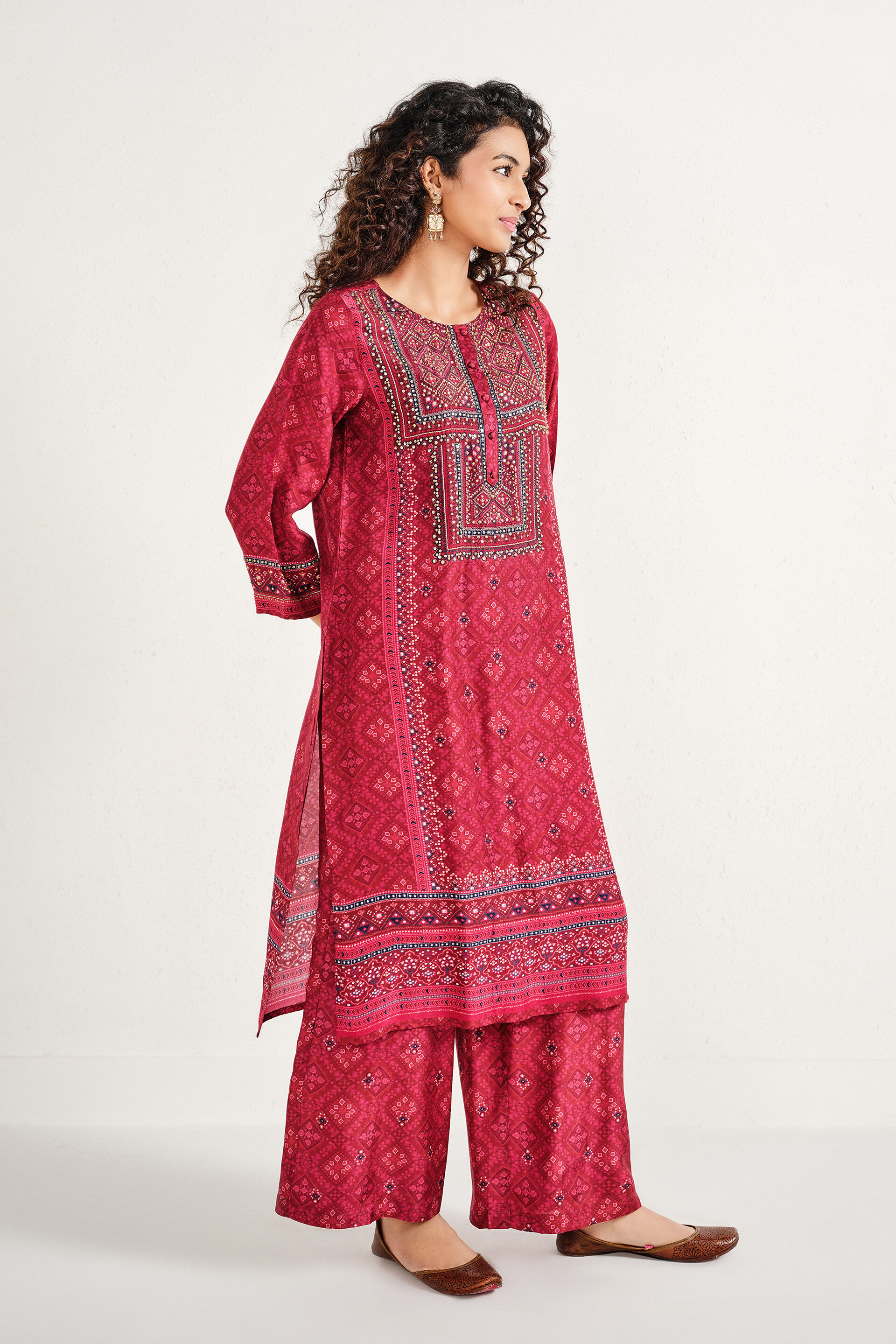 Dahlia Red Kurta Set, Red, image 3