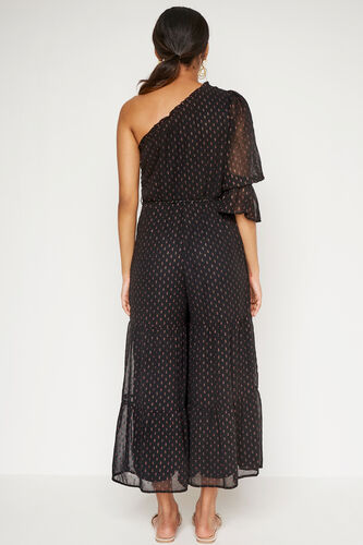 Black Khadi Straight Jump Suit, Black, image 4