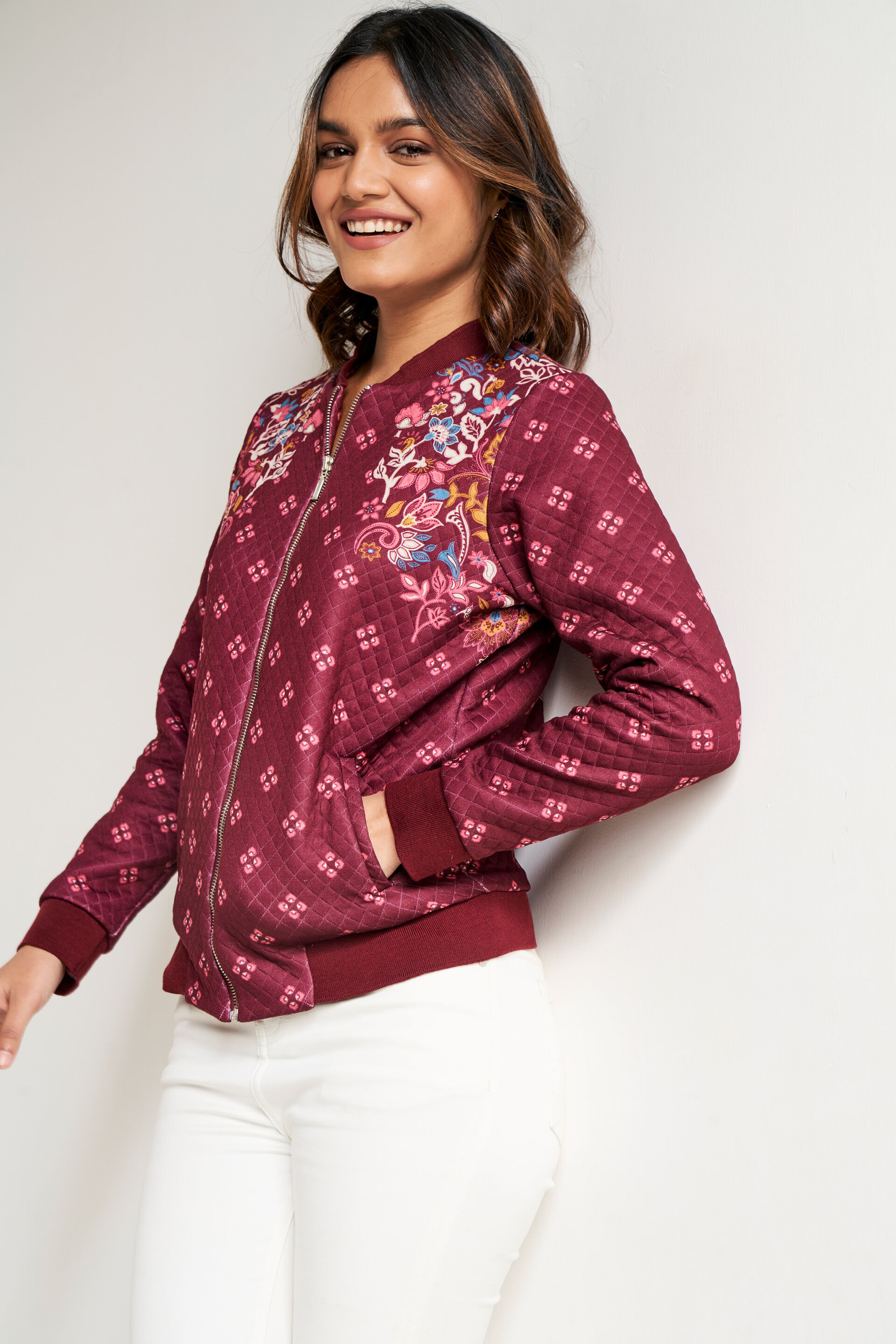 Maroon Floral Straight Jacket, Maroon, image 5