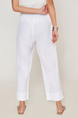 White Solid Embroidered Straight Bottom, White, image 3