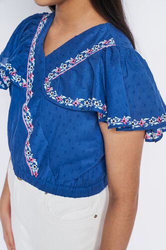 Midnight Blue Embroidered Solid Top, Midnight Blue, image 5