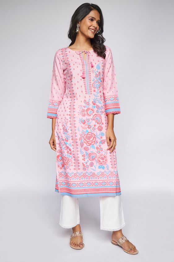 2 - Pink Floral Kurta, image 3