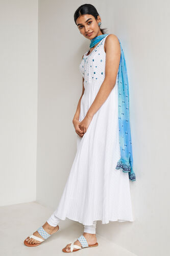White Embroidered Fit & Flare Suit, White, image 4