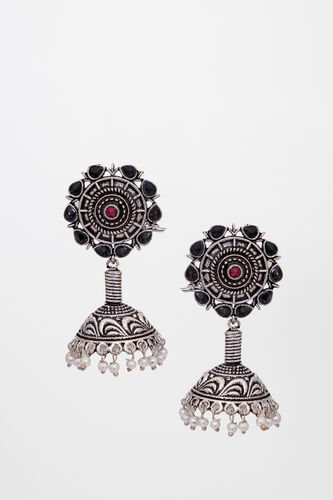 Silver Metal and Stone Earring, , image 1