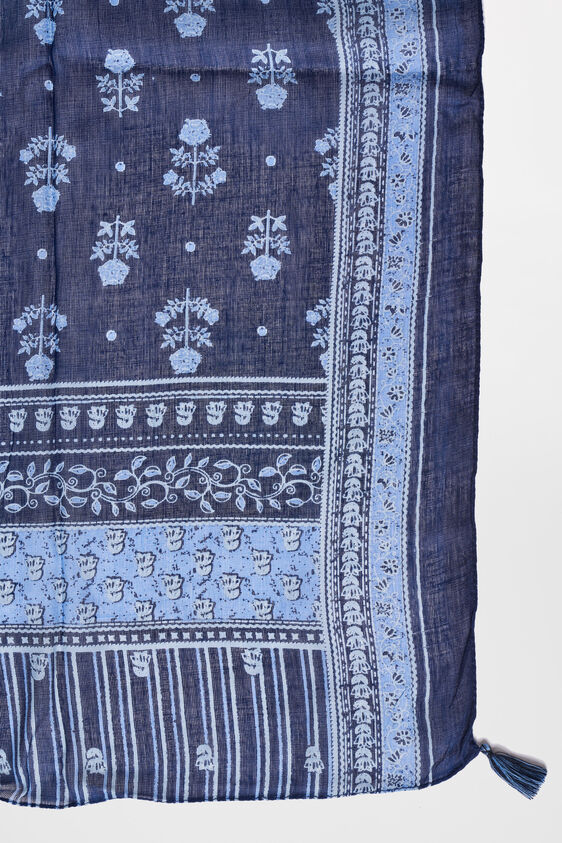 Navy Print Scarf, , image 2