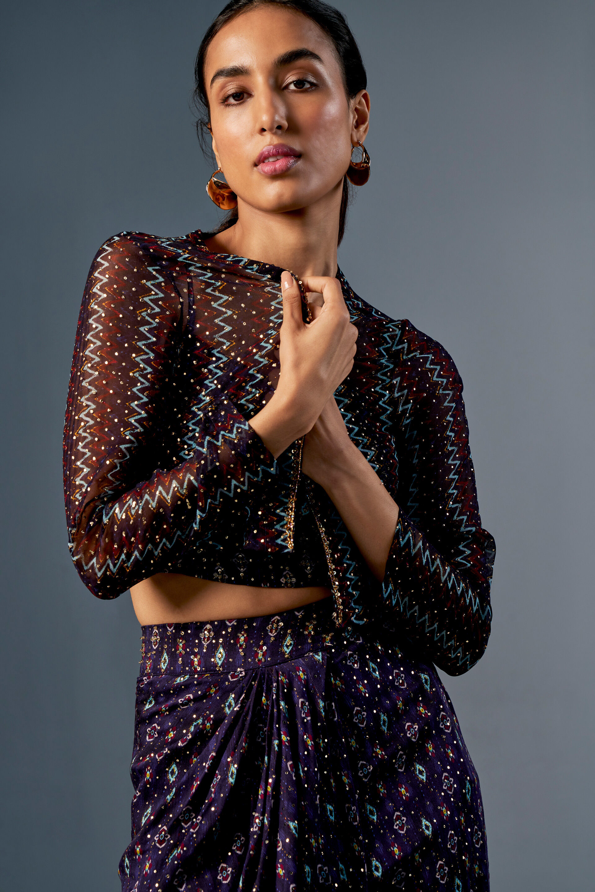 The Saree Skirt Set, Purple, image 8