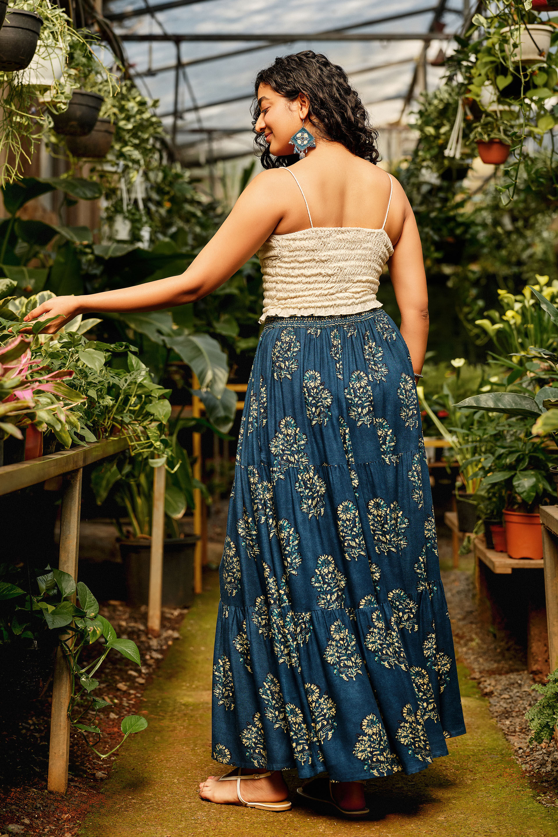 Inaya Indigo Tiered Skirt, Indigo, image 3