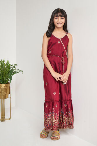 Indigo Ethnic Motifs Flared Jumpsuit, Maroon, image 1