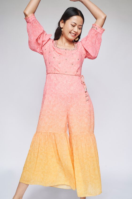 2 - Pink Floral Fit & Flare Jump Suit, image 3