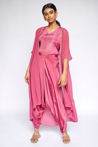 3 - Pink Embroidered Cropped Suit, image 3