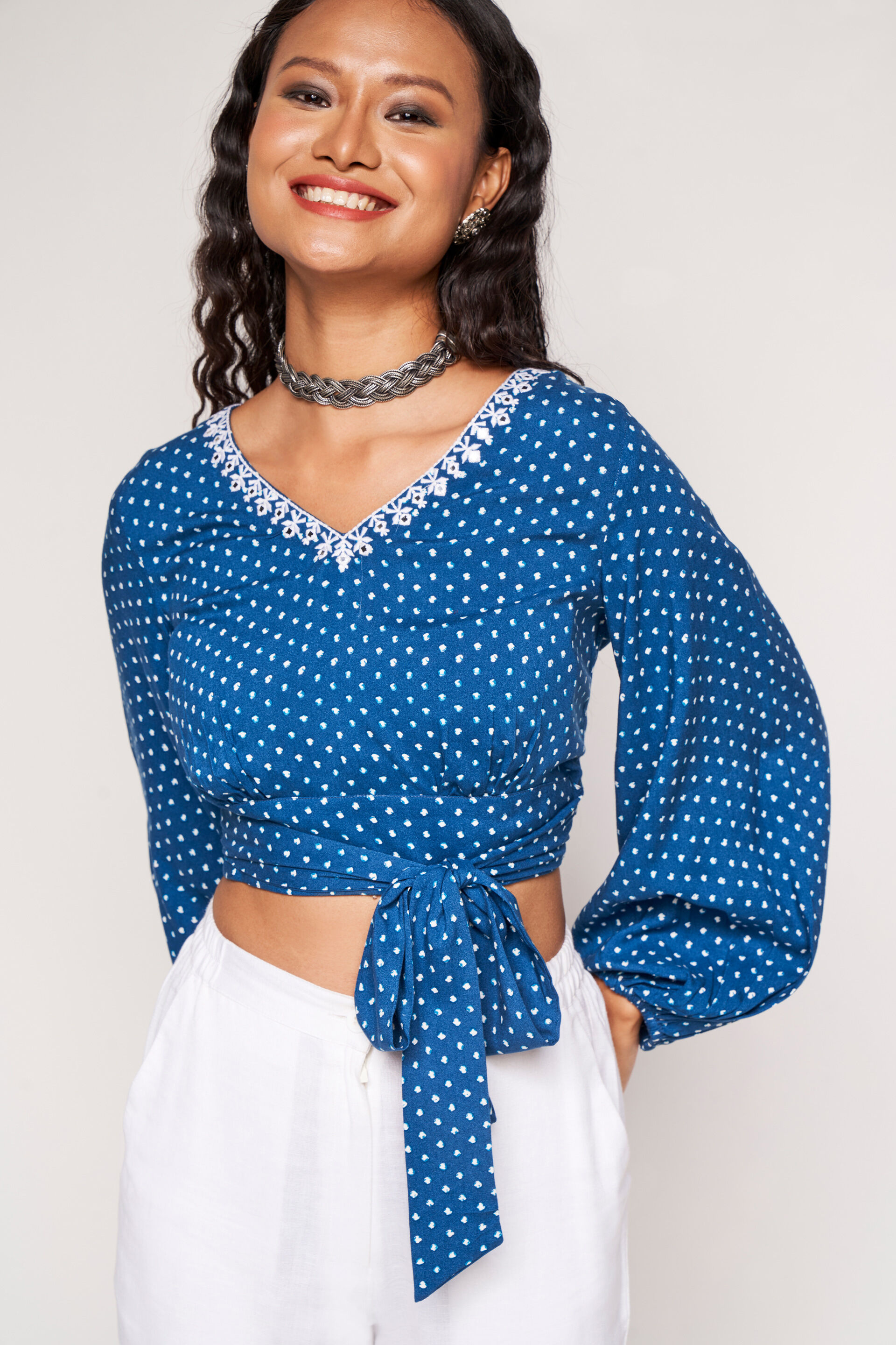 Front Row Tie-up Top, Blue, image 3