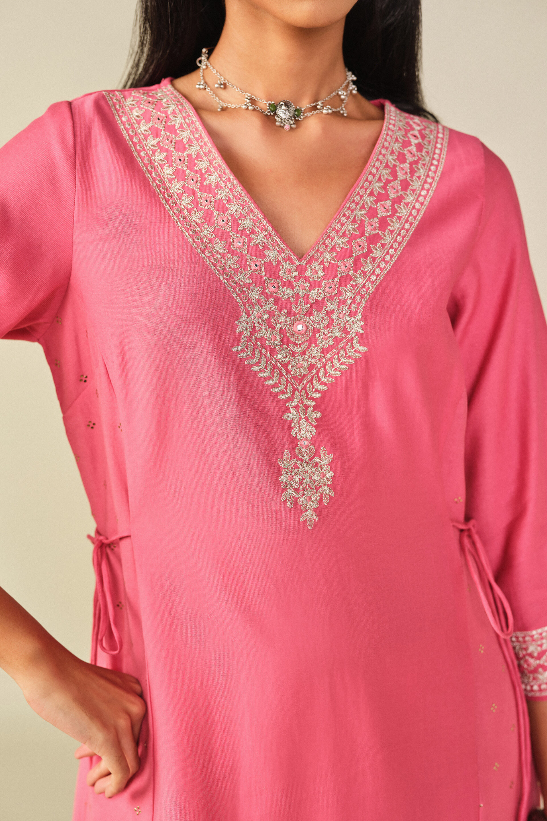 A-Line Printed Kurta in Pink, Pink, image 2