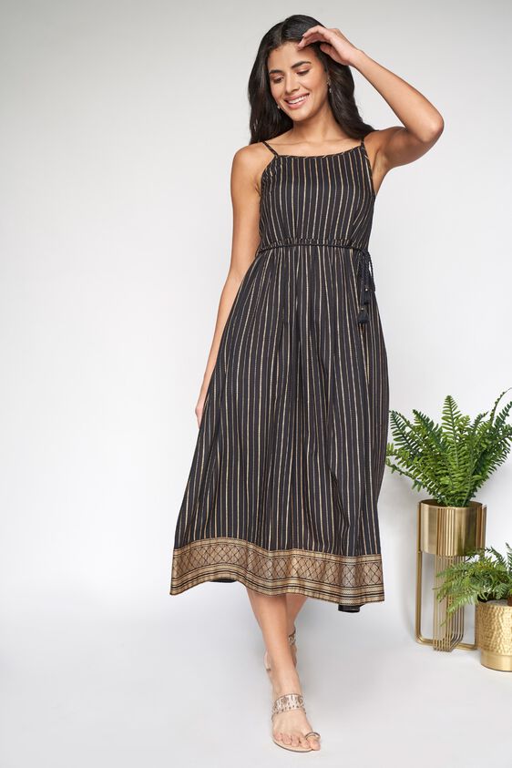 2 - Black Midi Fit and Flare Dress, image 2