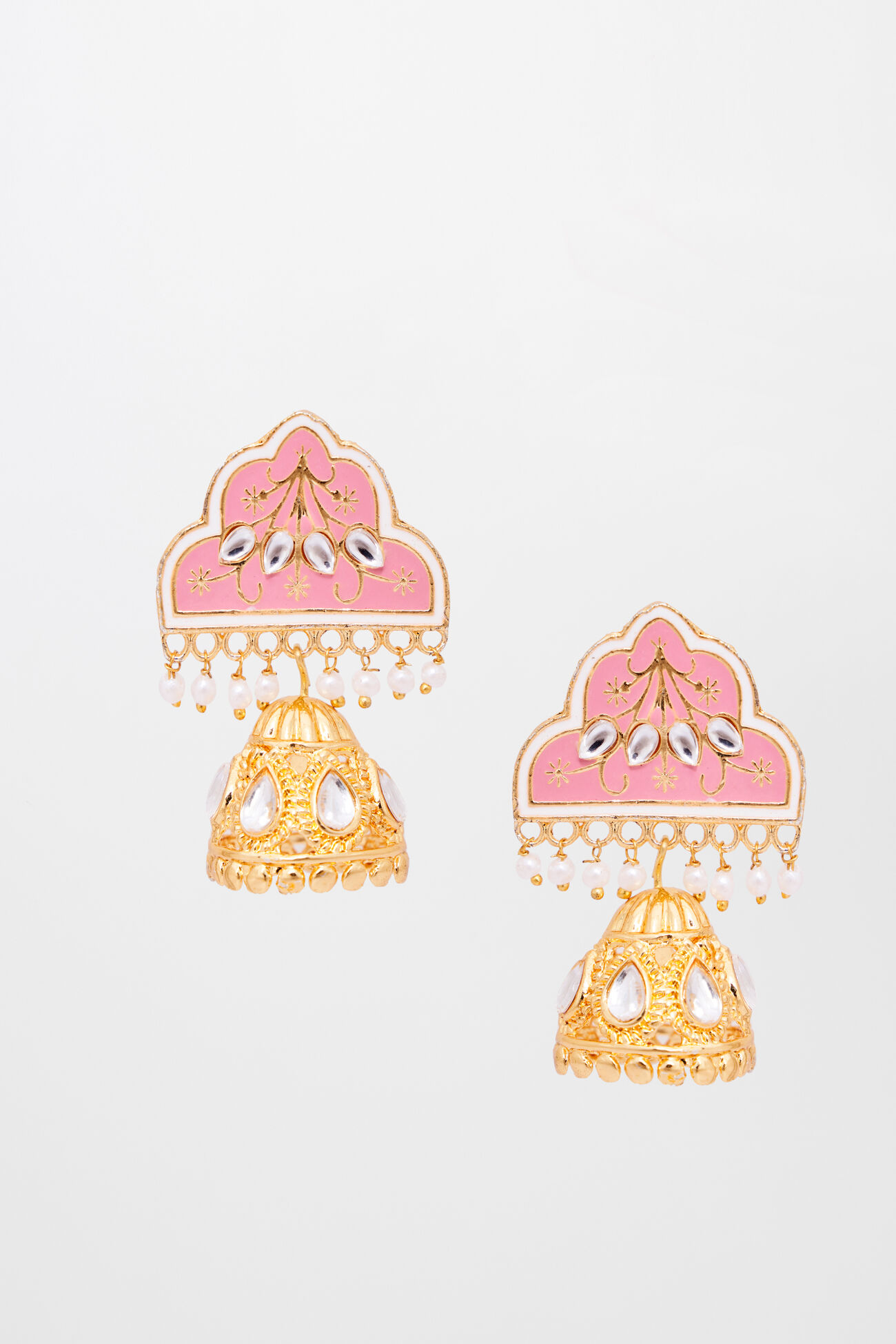 Pink Brass Alloy Earring, , image 1