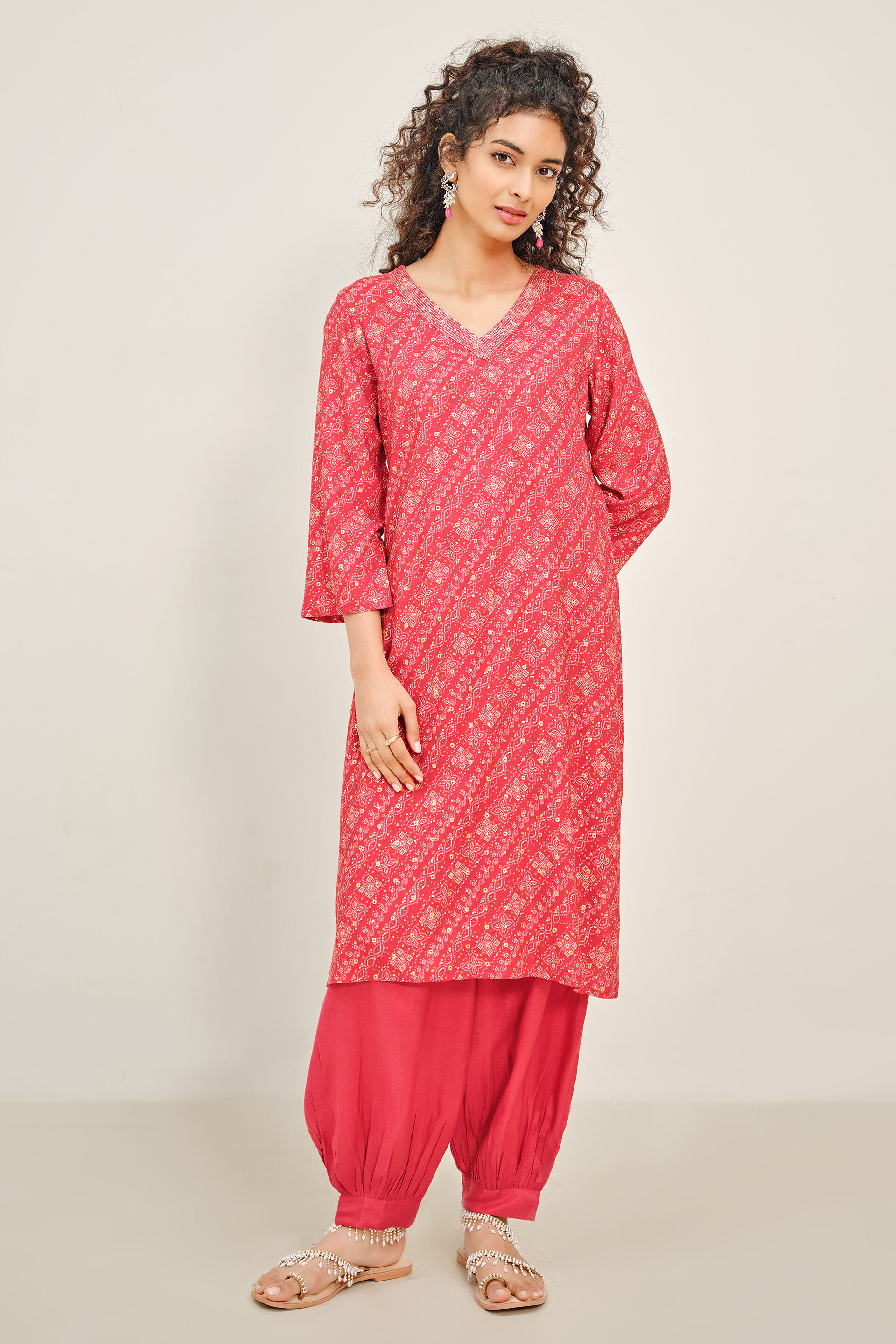 Haseena Red Kurta Set, Red, image 2