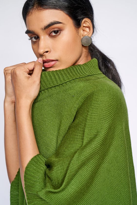 1 - Olive Solid Flared Shrug, image 2